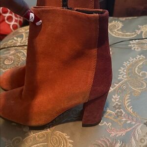 ASOS Suede Ankle Boots - Orange and Burgundy